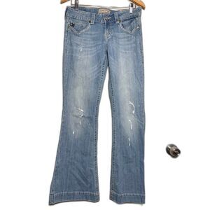 MEK Denim Ibiza Flares Jeans Size 30 Light Wash Distressed y2k contrast stitch